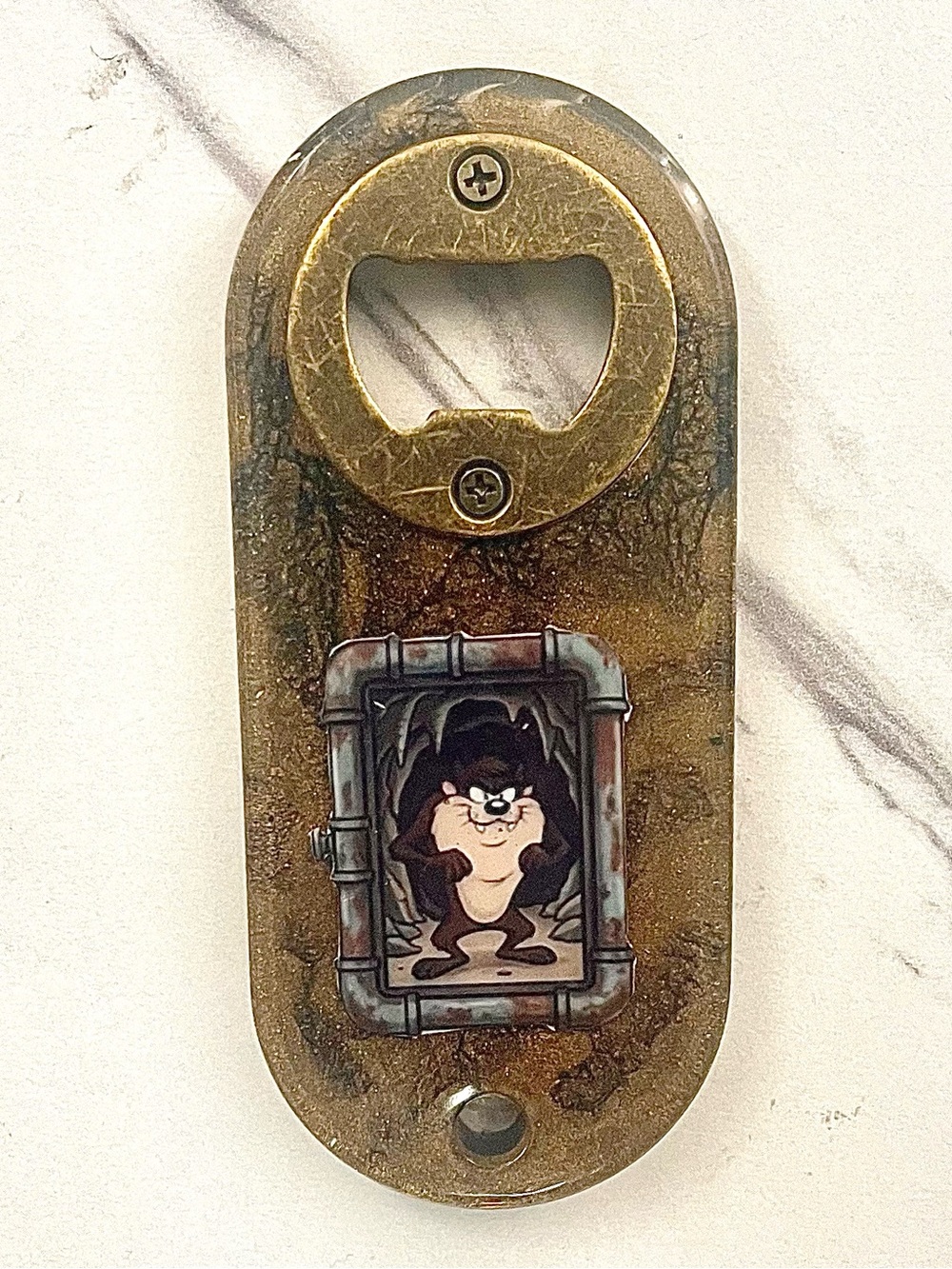 Tasmanian Devil Taz Bottle Opener Handmade Resin Looney Tunes Wall Mount
